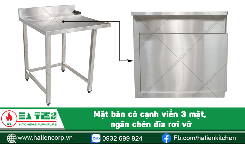 Mặt bàn inox có cạnh viền