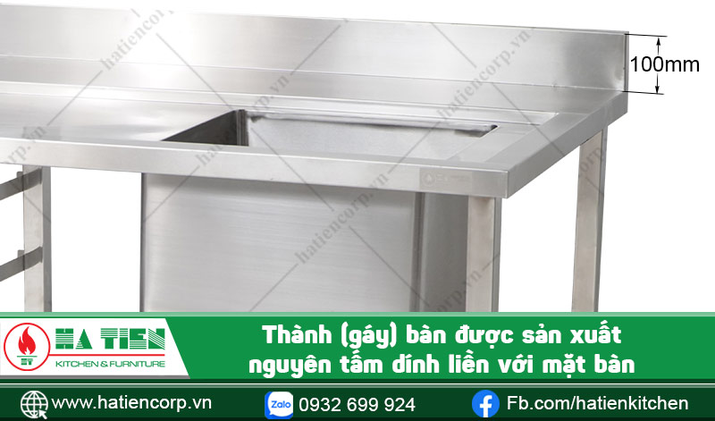 Thành bàn bếp inox có chậu rửa