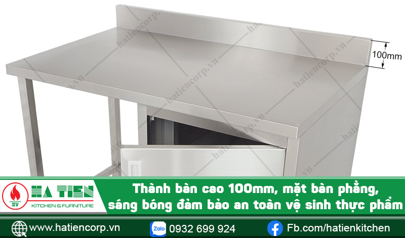 Thành bàn và mặt bàn tủ inox