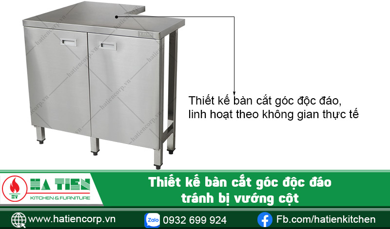 Thiết kế bàn inox nhỏ có kệ
