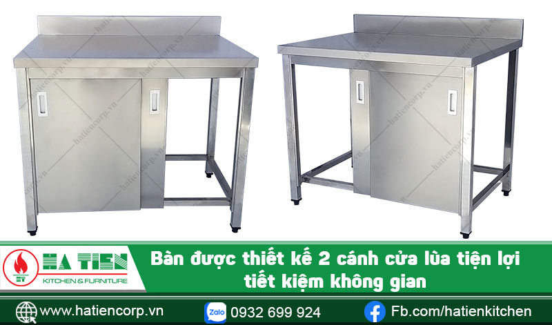 Thiết kế bàn inox cửa lùa tiết kiệm không gian