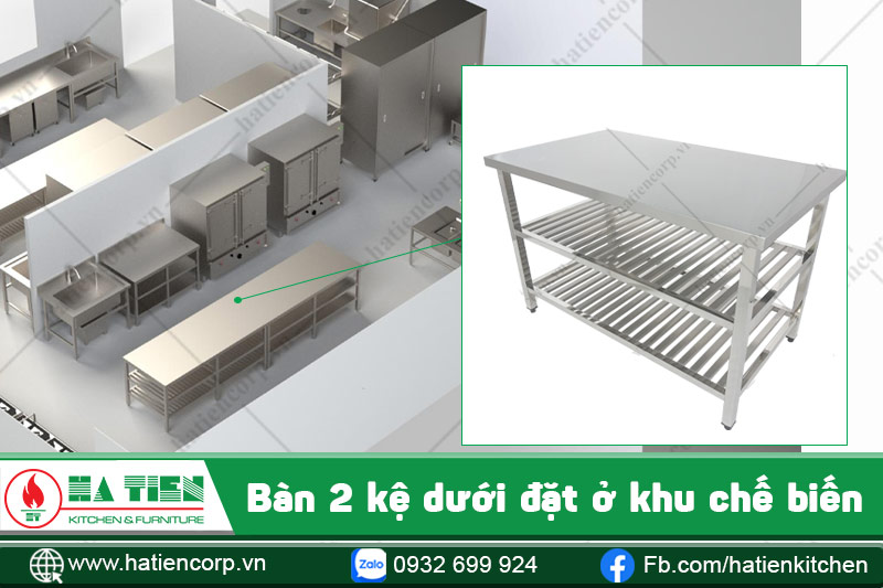 Bàn đặt ở khu chế biến