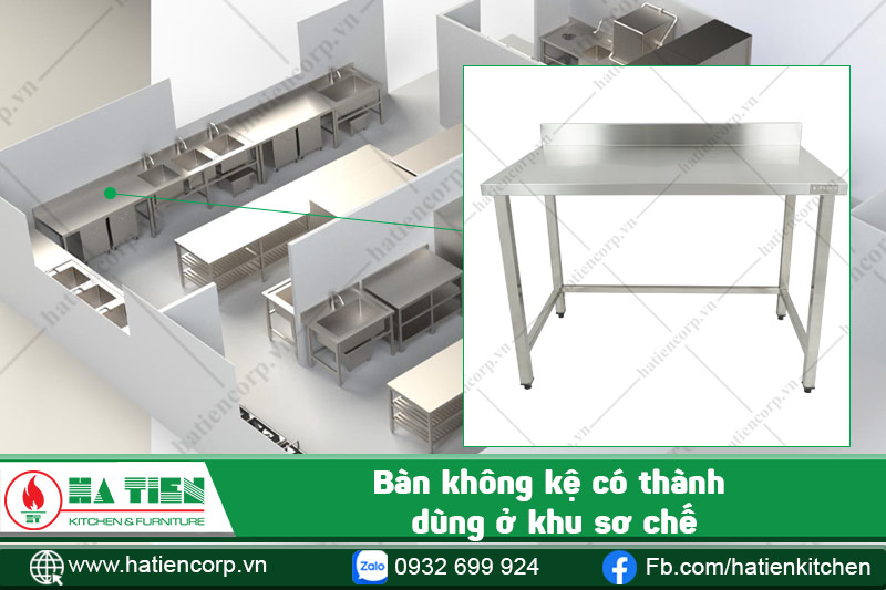 bàn dùng ở khu sơ chế