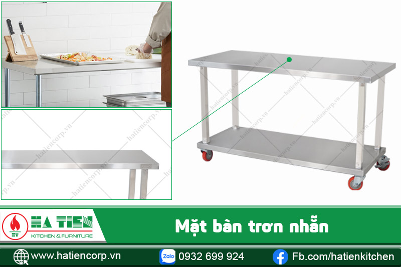 mặt bàn inox có bánh xe