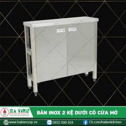 bàn inox đẹp kệ dưới có cửa mở