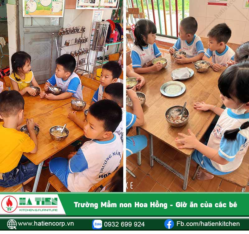 Không chỉ học tập, các em còn ngủ trưa và ăn uống tại trường