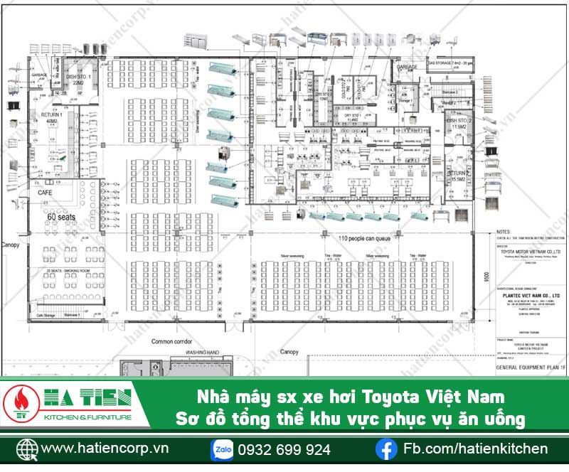 Tổng thể khu bếp và khu ăn uống công ty Toyota Việt Nam