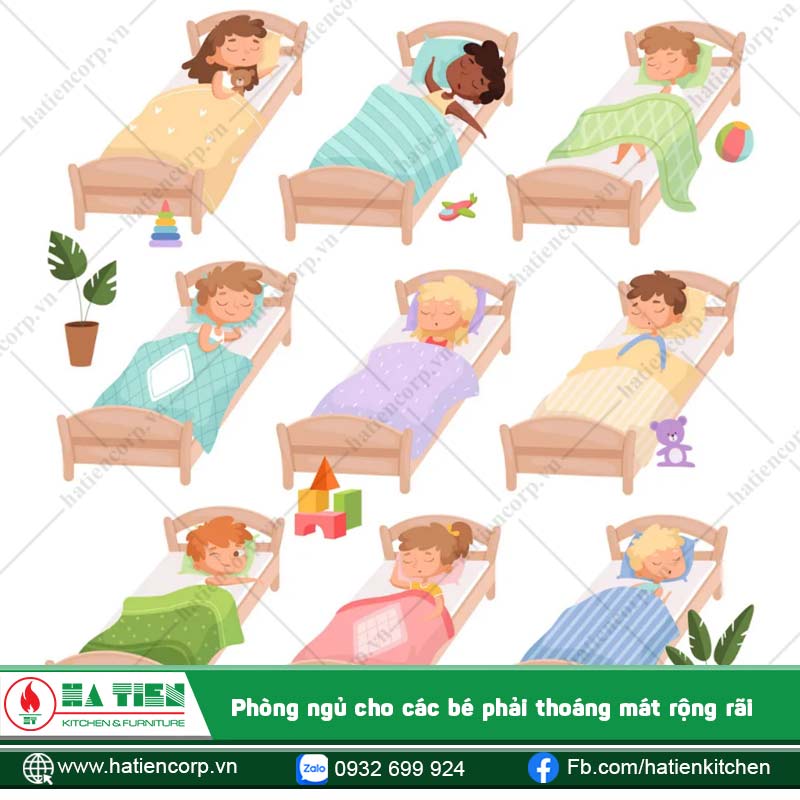 Phòng ngủ cho trẻ cần đảm bảo thoáng mát và rộng rãi