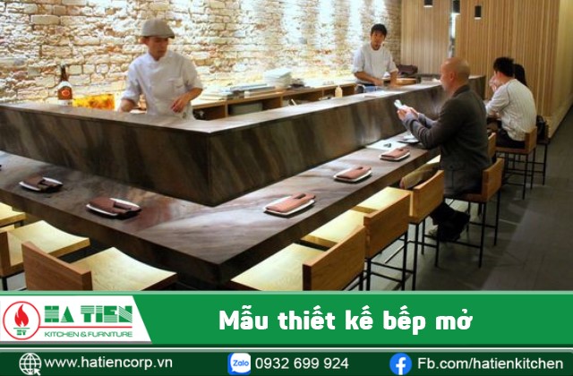 mẫu thiết kế nhà hàng sushi nhật bếp mở