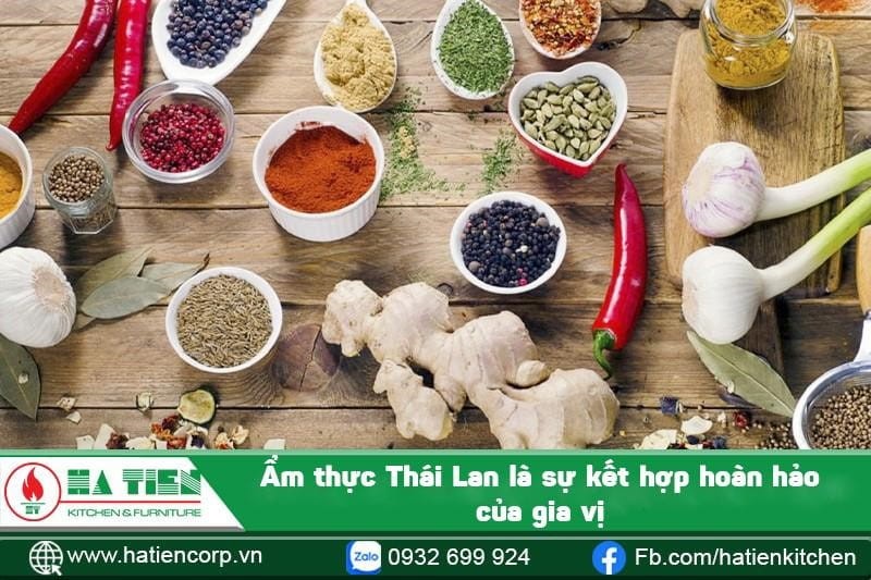 nhà hàng Thái Lan sử dụng nhiều loại gia vị