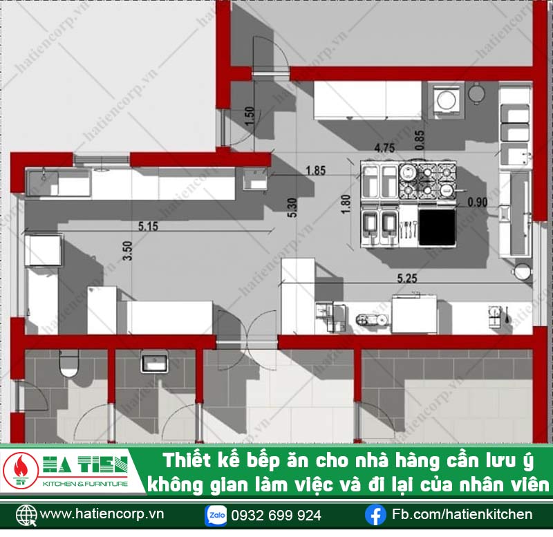 Thiết kế căn bếp theo hình dạng vuông vắn hoặc có cấu trúc rõ ràng