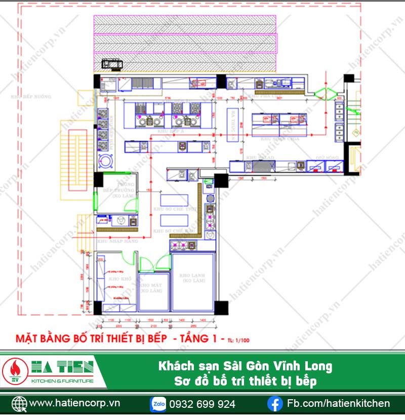 Bản vẽ khu bếp bánh và bố trí thiết bị