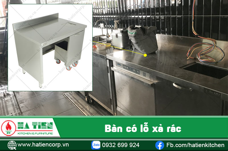 bàn có lỗ xả rác