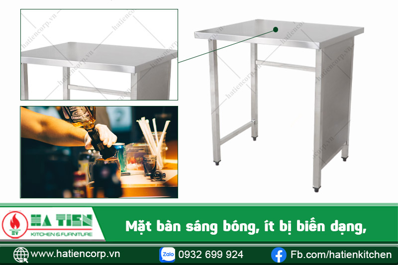 mặt bàn inox 4 chân
