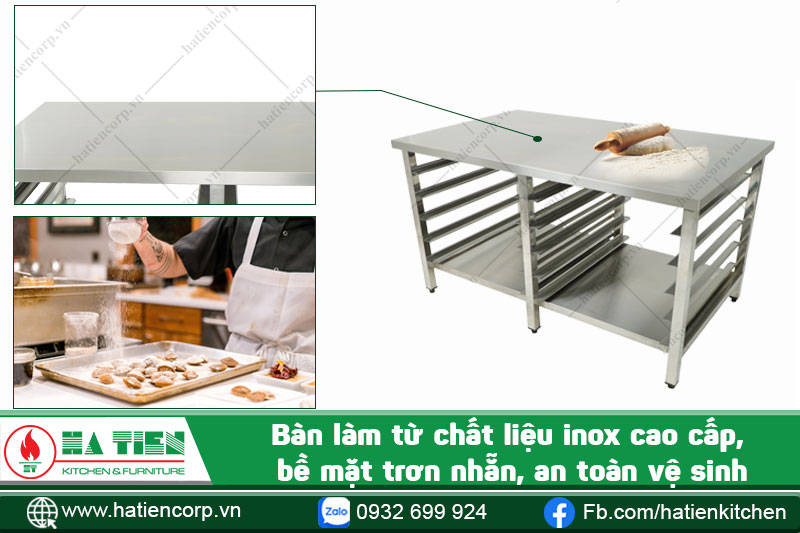 bàn inxo bếp công nghiệp làm từ chất liệu cao cấp