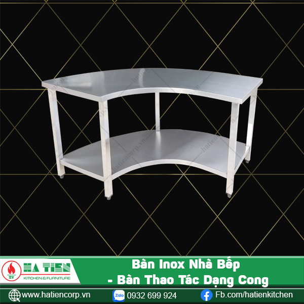 bàn inox dạng cong 1