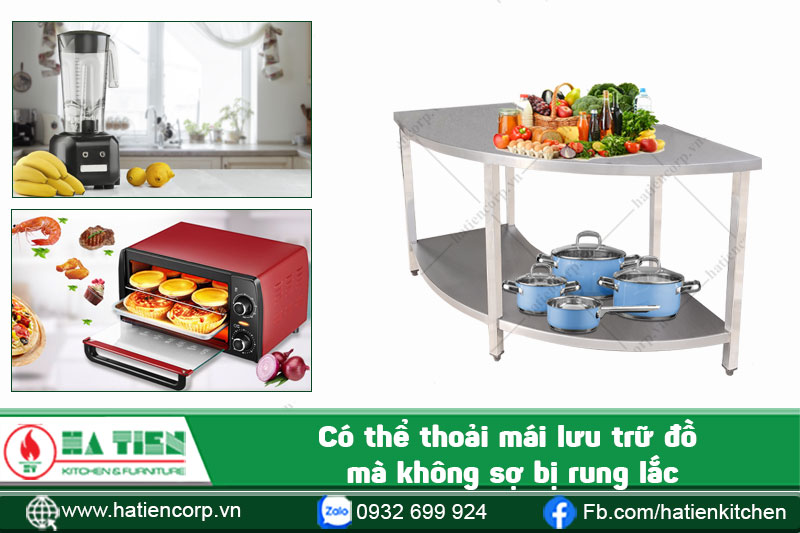 bàn inox dạng cong chịu lực tốt