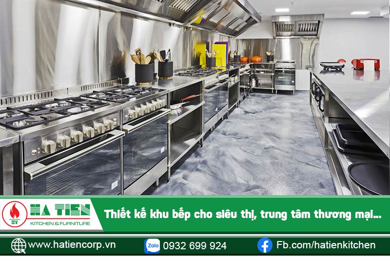 Khu bếp sử dụng chất liệu inox tăng tính thẩm mỹ, tăng độ bền và tính chuyên nghiệp