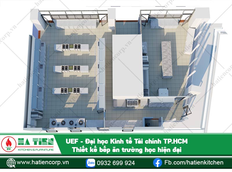 Khu vực nhà ăn đạt chuẩn an toàn vệ sinh thực phẩm tại Trường UEF