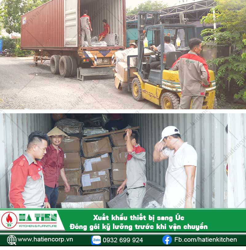 Thiết bị được đưa lên xe, chuẩn bị đến cảng