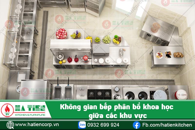 không gian bếp phân bổ khoa học