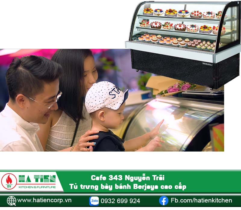 Đối với khu vực bánh ngọt, không thể thiếu mốt chiếc tủ trưng bày giữ lạnh bánh