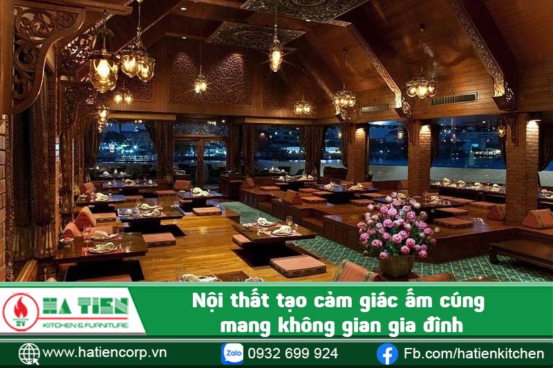 Nội thất nhà hàng thái tạo cảm giác ấm cúng