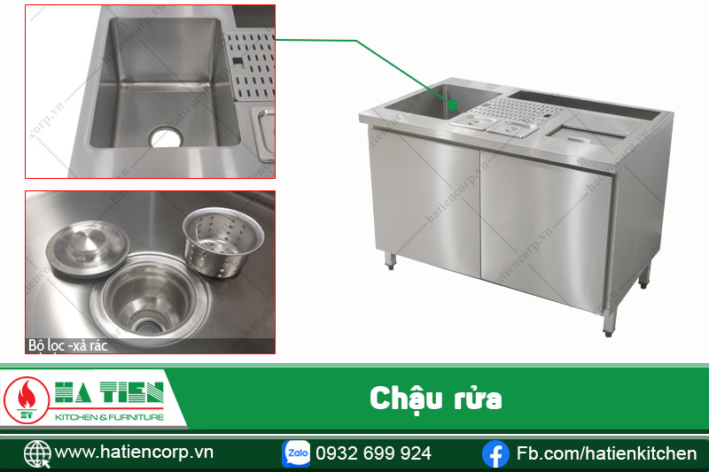 quầy pha chế cafe có chậu rửa