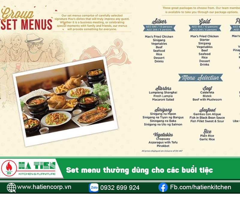Set menu trong nhà hàng