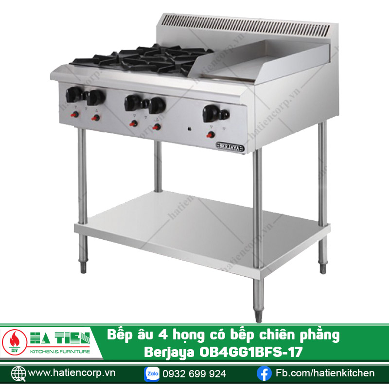 Bếp âu 4 họng có bếp chiên phẳng Berjaya OB4GG1BFS-17