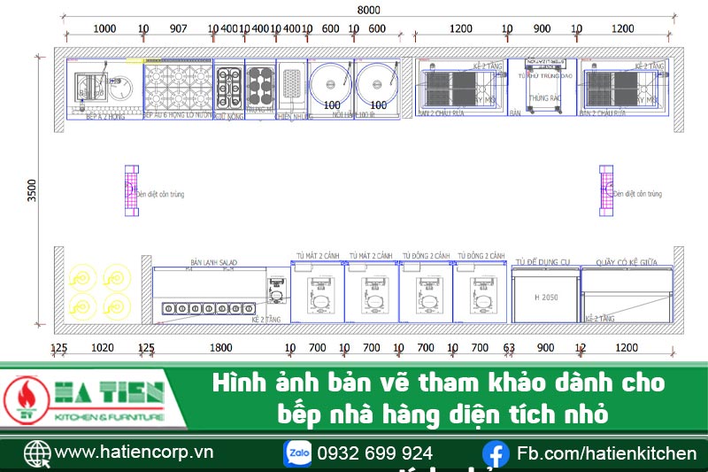 Hình ảnh bản vẽ tham khảo dành cho bếp nhà hàng diện tích nhỏ