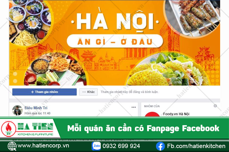 Mỗi quán ăn cần có Fanpage Facebook riêng 