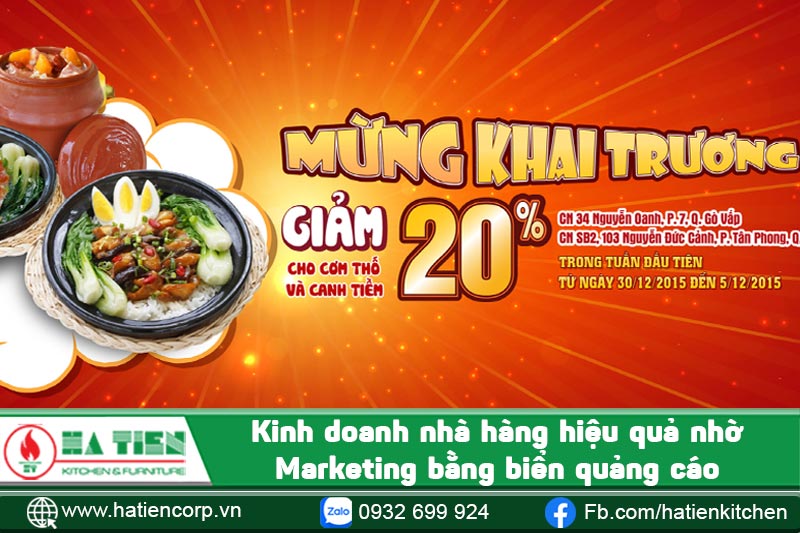 Kinh doanh nhà hàng hiệu quả nhờ phương pháp Marketing bằng biển quảng cáo
