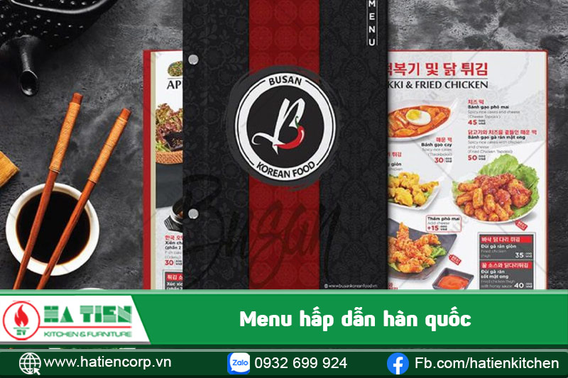 Menu có nhiều món ăn để khách hàng lựa chọn