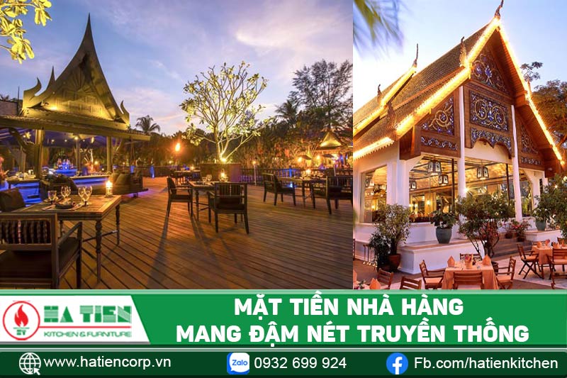 Mặt tiền nhà hàng món Thái với kiến trúc đậm nét truyền thống