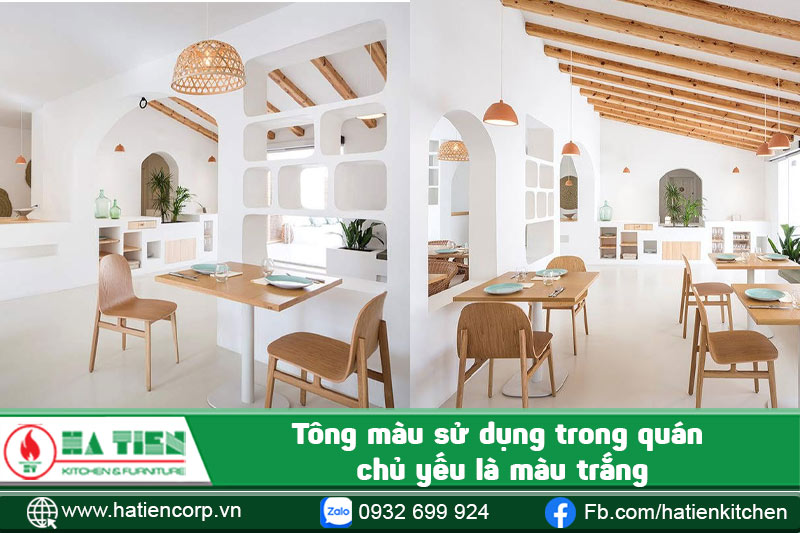 Tông màu sử dụng trong quán chủ yếu là màu trắng