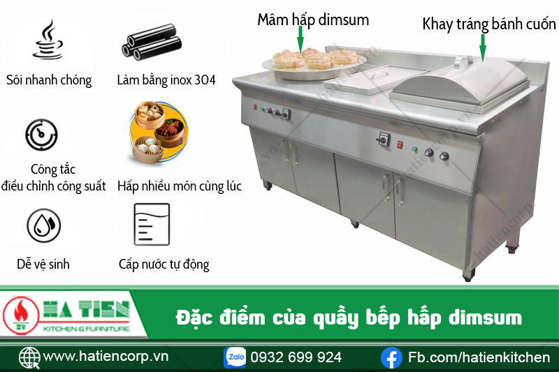 đặc điểm quầy bếp hấp dimsum