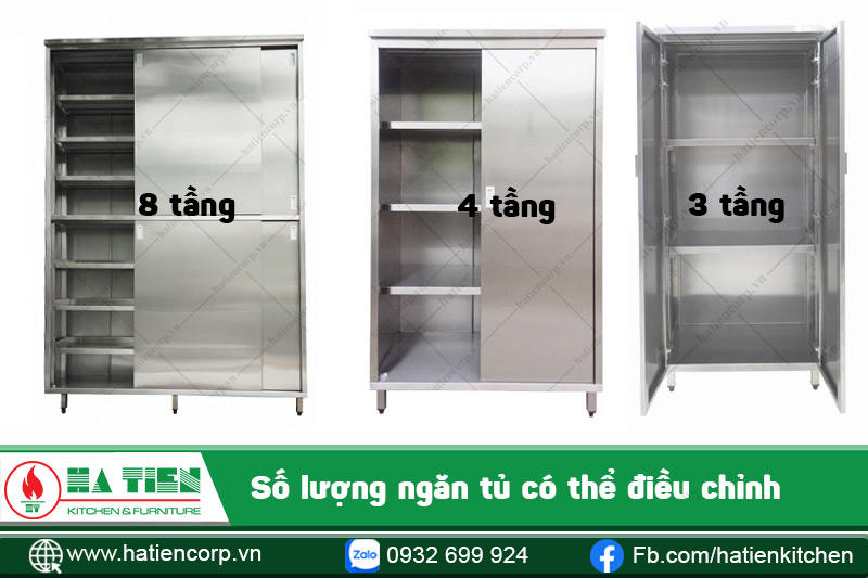 tủ inox đựng chén có nhiều ngăn