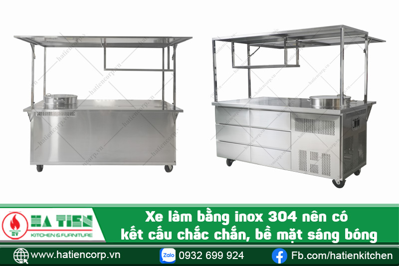 xe bán phở làm bằng inox