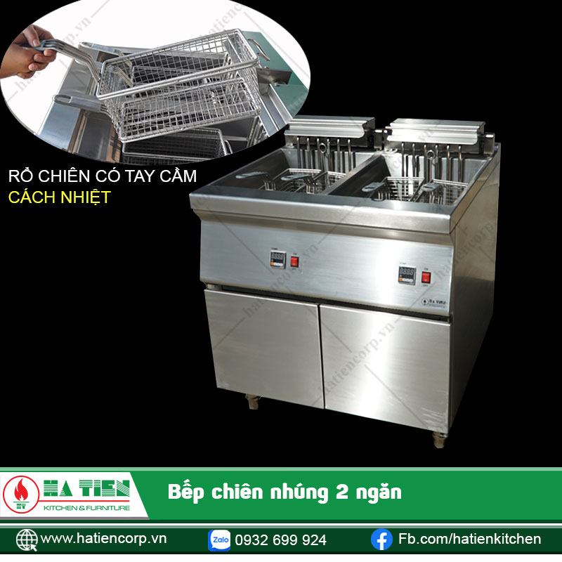 Rổ chiên có tay cầm cách nhiệt, rất an toàn khi sử dụng
