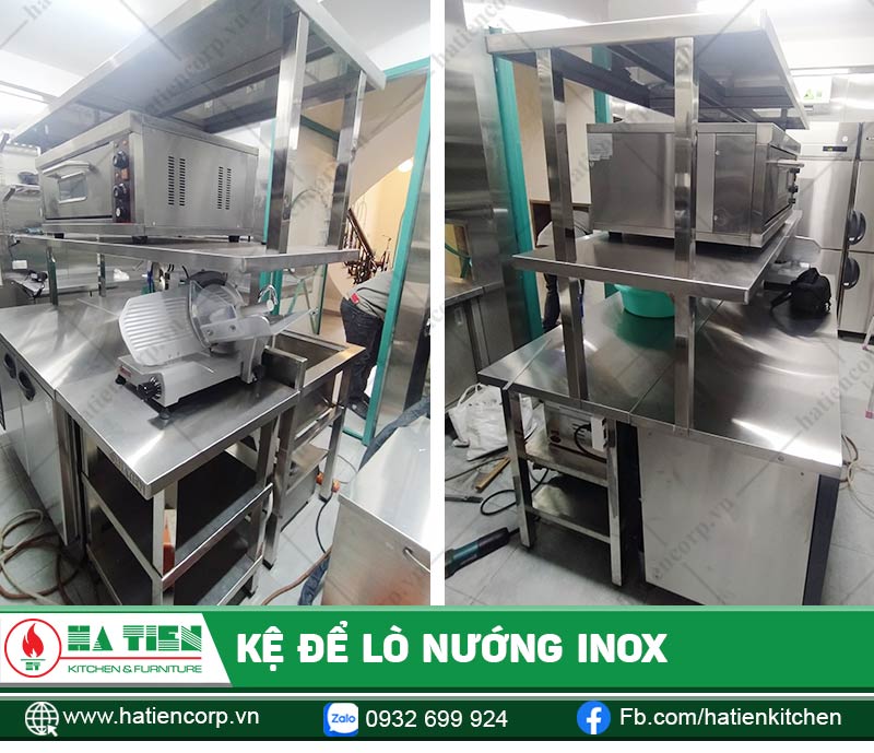 Hình ảnh thực tế kệ để lò nướng đặt trên bàn