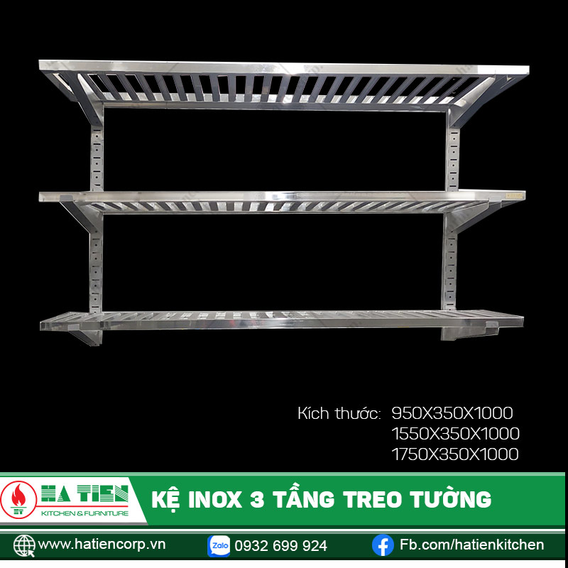 Kệ Inox 3 Tầng Treo Tường Cao Cấp đa dạng kích thước