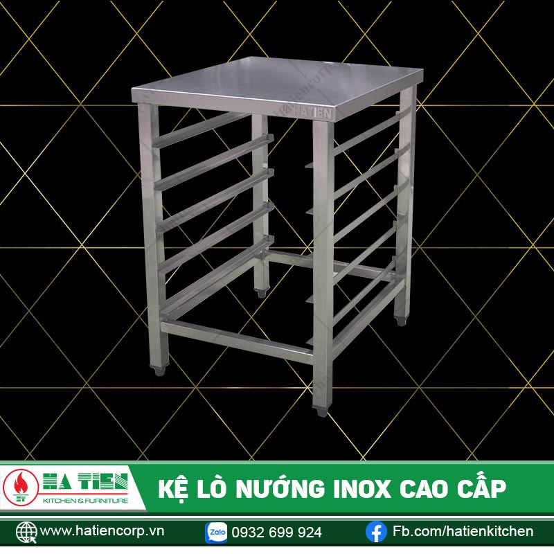 Kệ Lò Nướng Inox Cao Cấp Hà Tiên - Kệ Để Lò Nướng Có Ngăn Chứa Khay