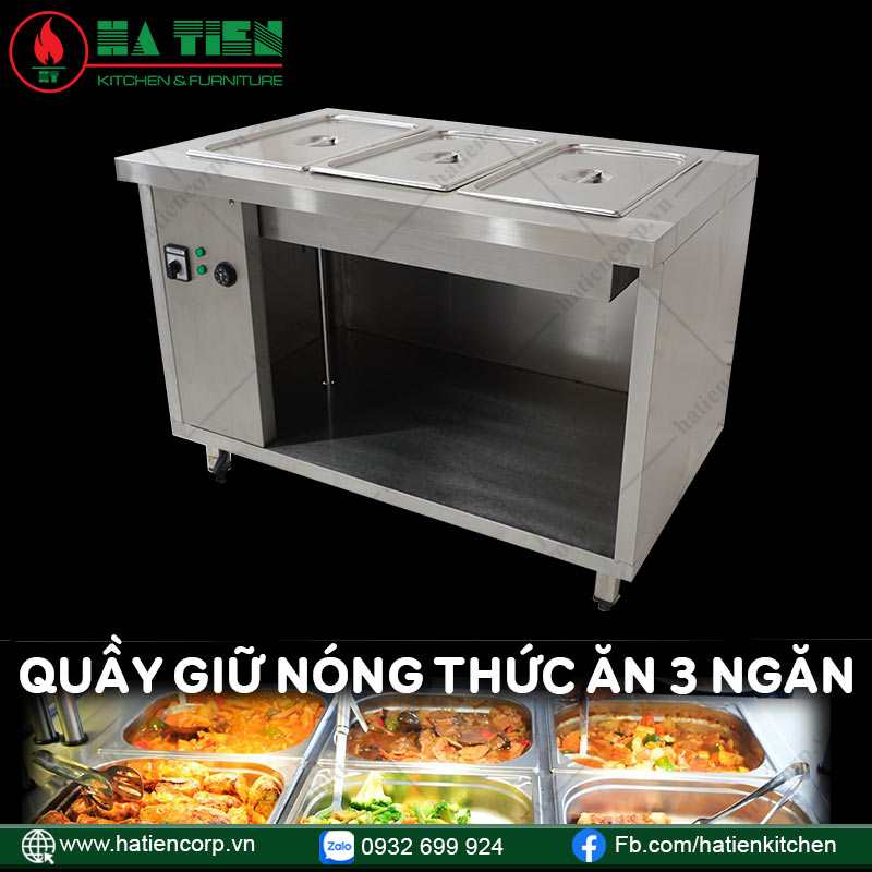 Quầy Giữ Nóng Thức Ăn 3 Ngăn