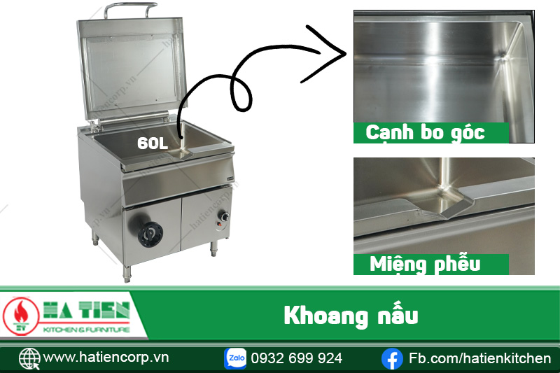 Phần khoảng nấu của chảo chiên tay quay