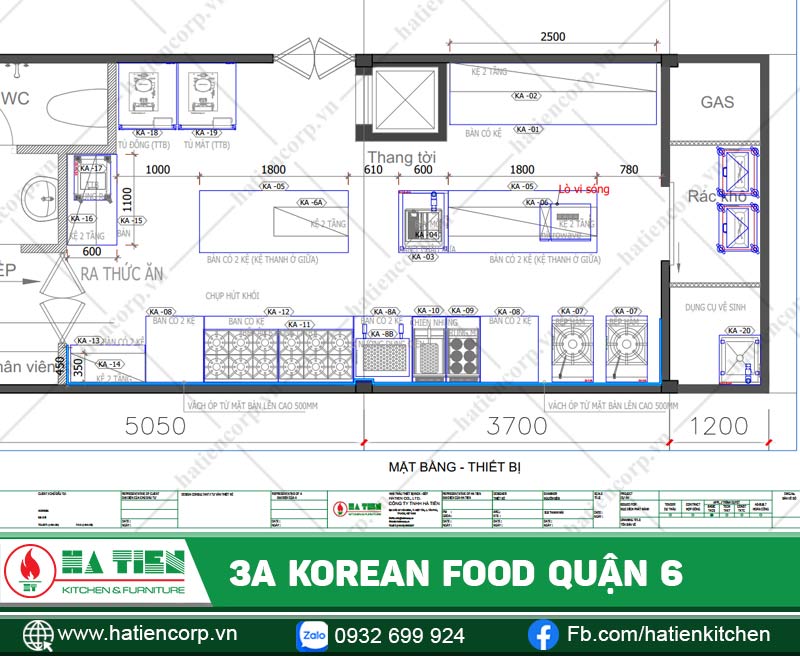 Bản vẽ bếp nhà hàng Hàn Quốc 3A Korean Food quận 6