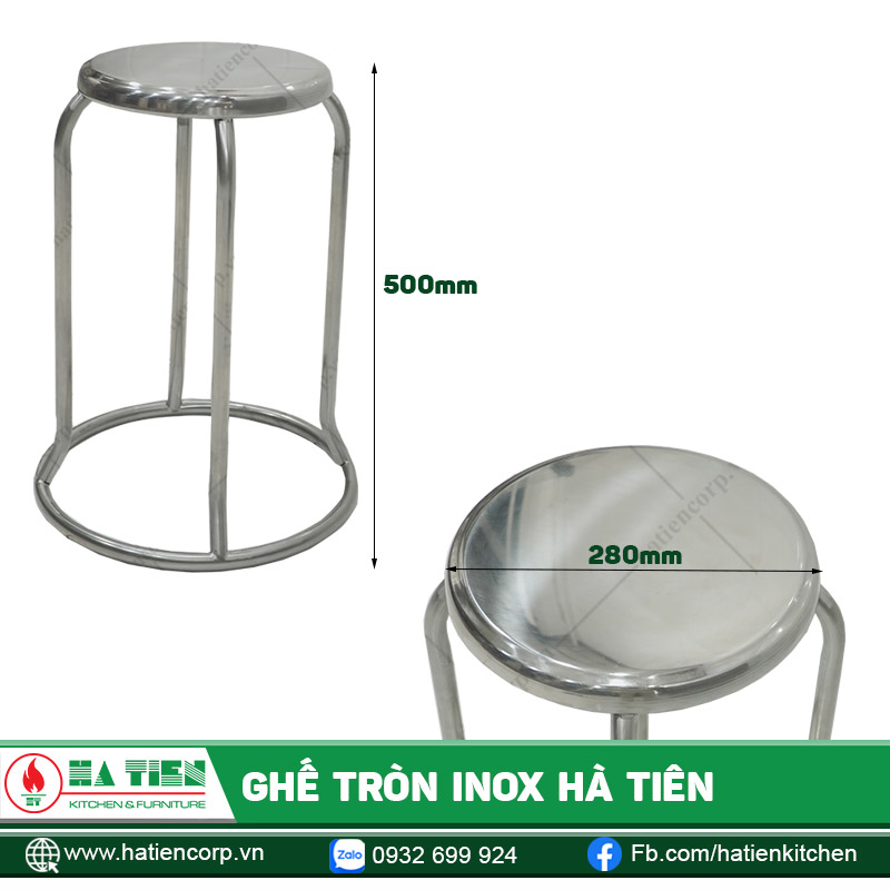 Kích thước ghế tròn inox Hà Tiên