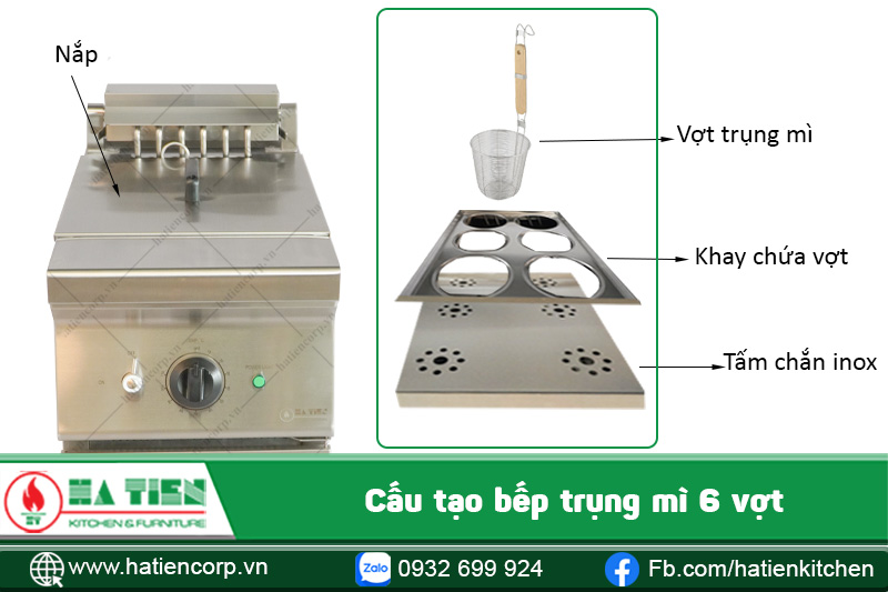 Cấu tạo bếp trụng mì 6 sợi