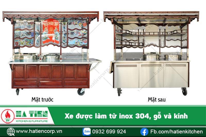 Xe làm từ inox 304, gỗ và kính