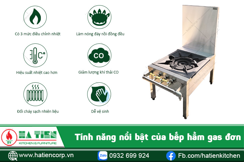 tính năng bếp hầm gas đơn